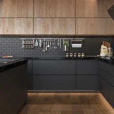 검은 부엌 벽 캐비닛